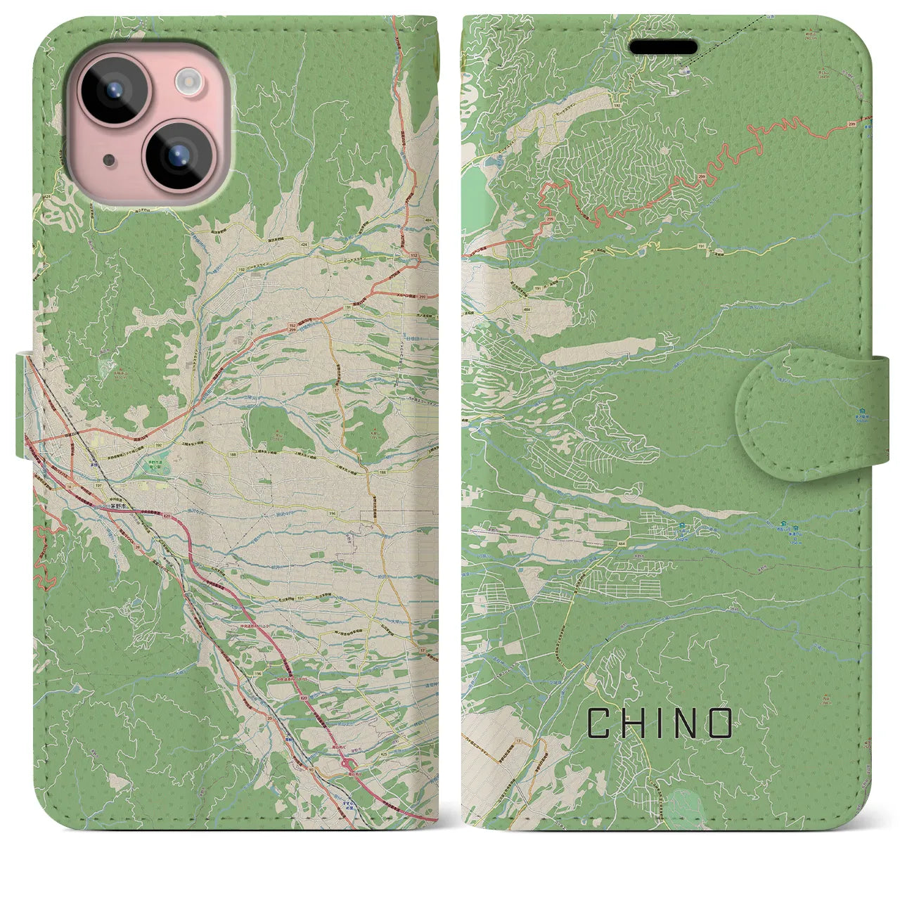 【茅野（長野県）】地図柄iPhoneケース（手帳タイプ）