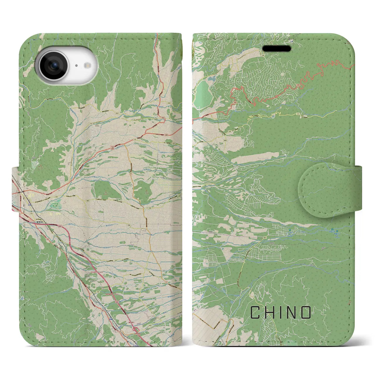 【茅野（長野県）】地図柄iPhoneケース（手帳タイプ）