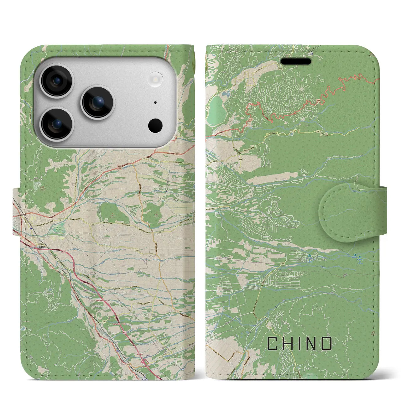 【茅野（長野県）】地図柄iPhoneケース（手帳タイプ）