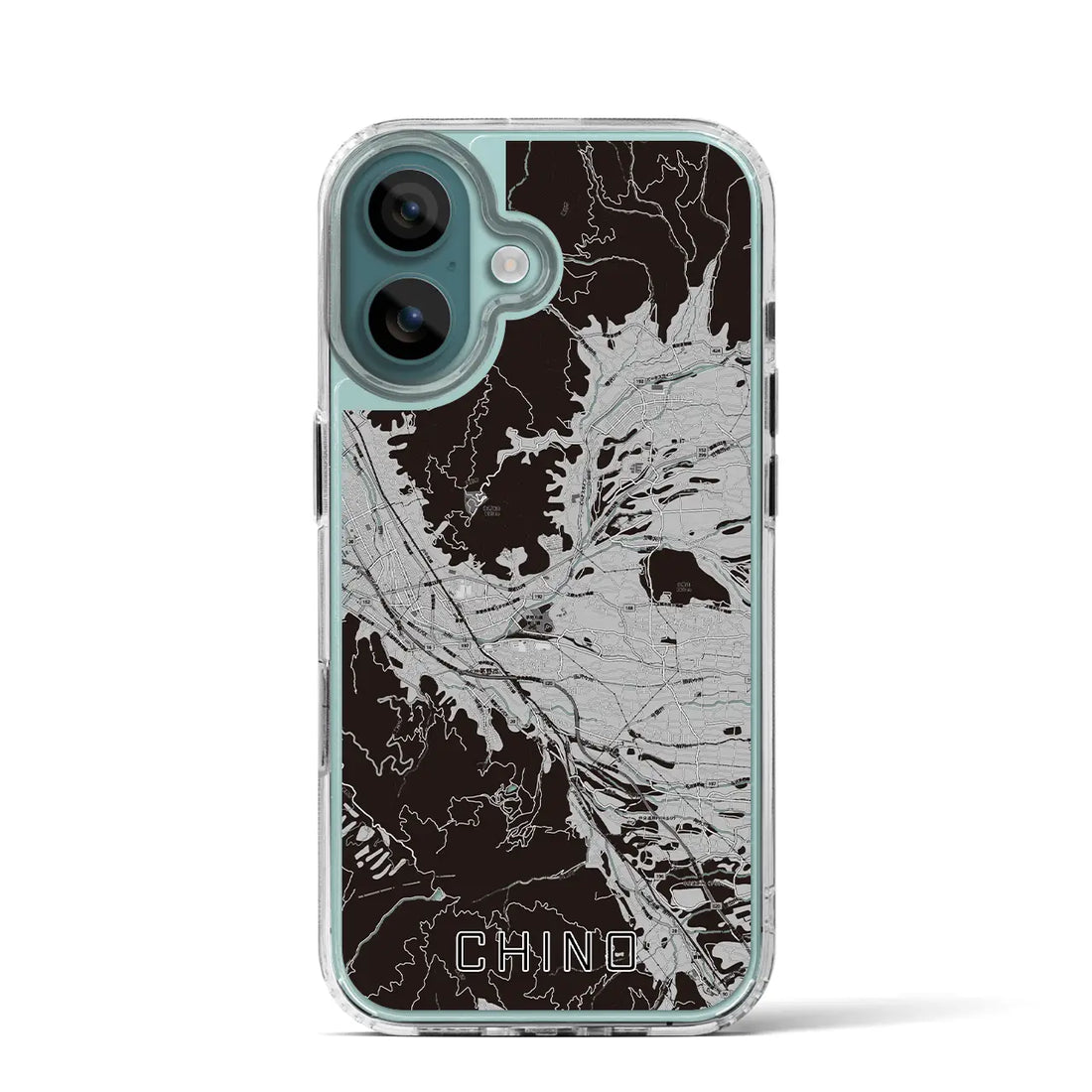 【茅野(長野県)】地図柄iPhoneケース(MagSafeタイプ)モノトーン・iPhone 16 Pro 用