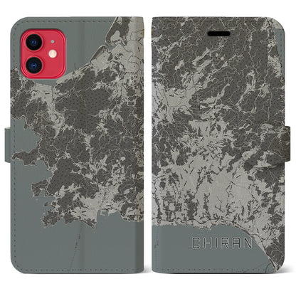 【知覧（鹿児島県）】地図柄iPhoneケース（手帳タイプ）モノトーン・iPhone 11 用