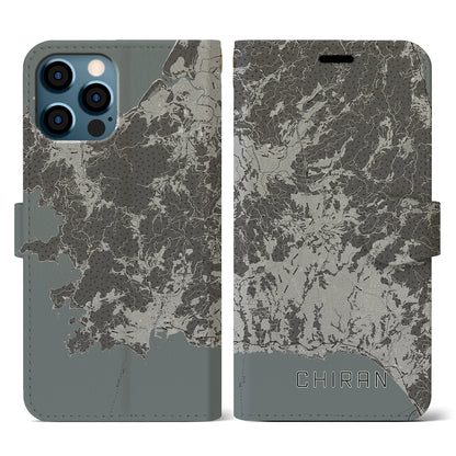 【知覧（鹿児島県）】地図柄iPhoneケース（手帳タイプ）モノトーン・iPhone 12 / 12 Pro 用