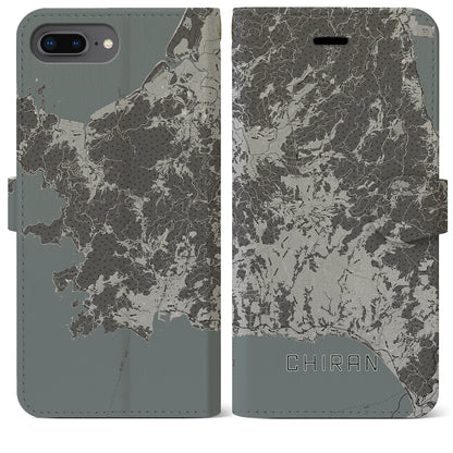 【知覧（鹿児島県）】地図柄iPhoneケース（手帳タイプ）モノトーン・iPhone 8Plus /7Plus / 6sPlus / 6Plus 用