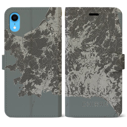 【知覧（鹿児島県）】地図柄iPhoneケース（手帳タイプ）モノトーン・iPhone XR 用