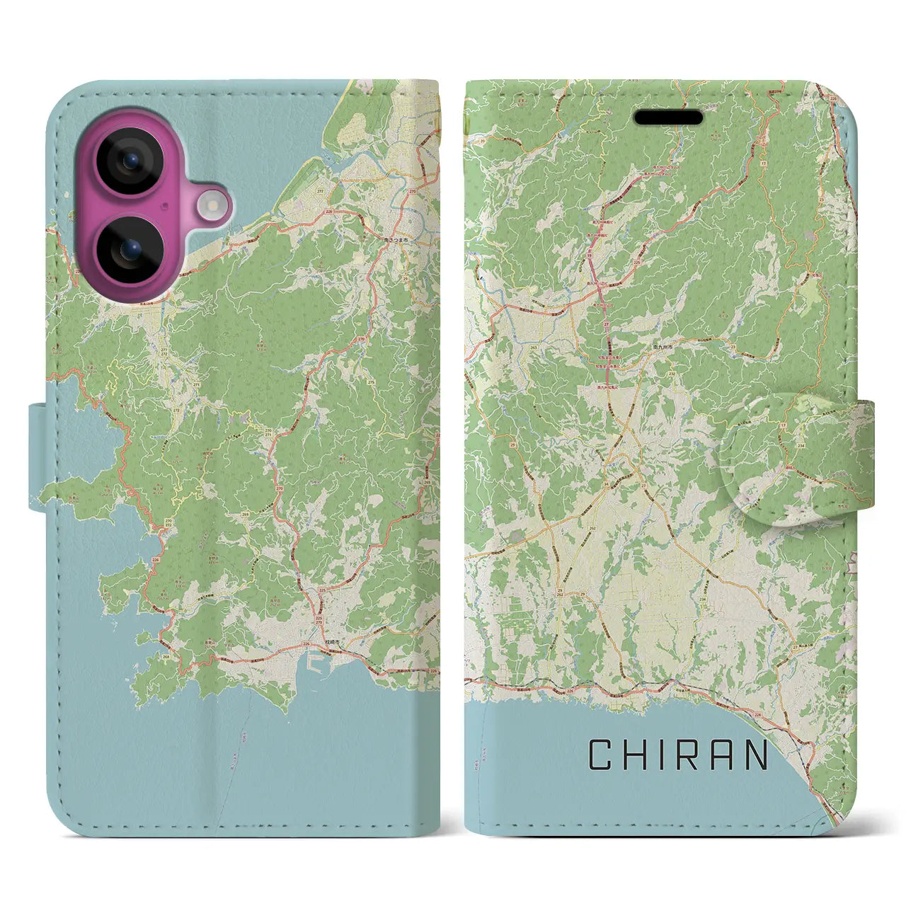 【知覧（鹿児島県）】地図柄iPhoneケース（手帳タイプ）ナチュラル・iPhone 16 Pro 用