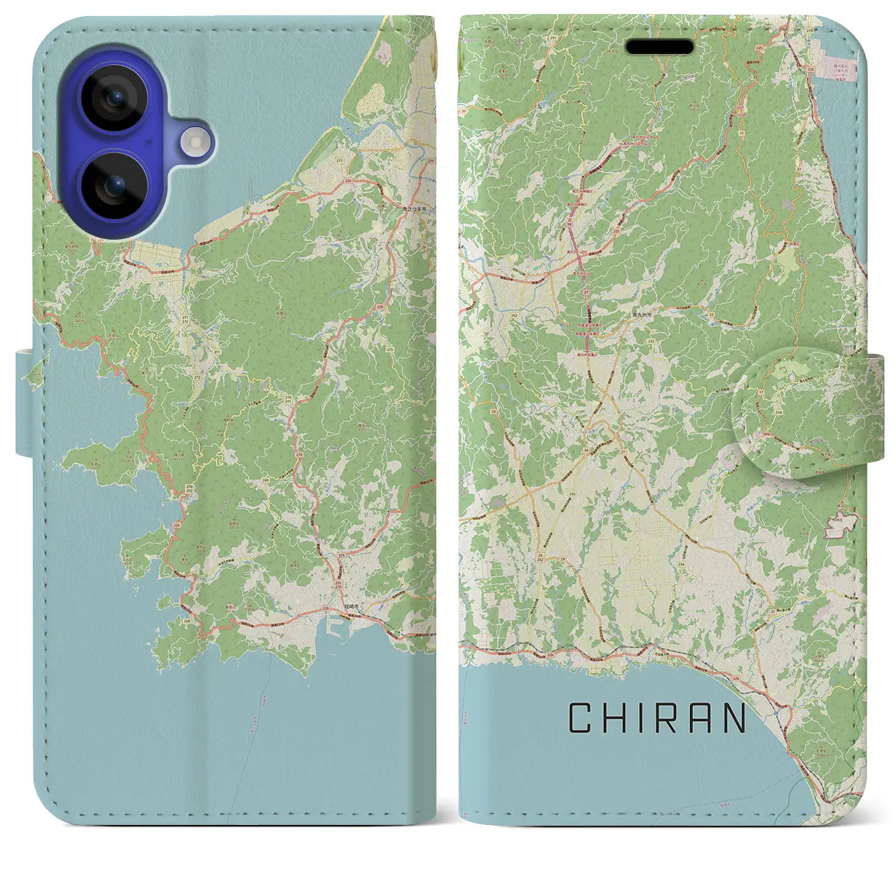 【知覧（鹿児島県）】地図柄iPhoneケース（手帳タイプ）ナチュラル・iPhone 16 Pro Max 用