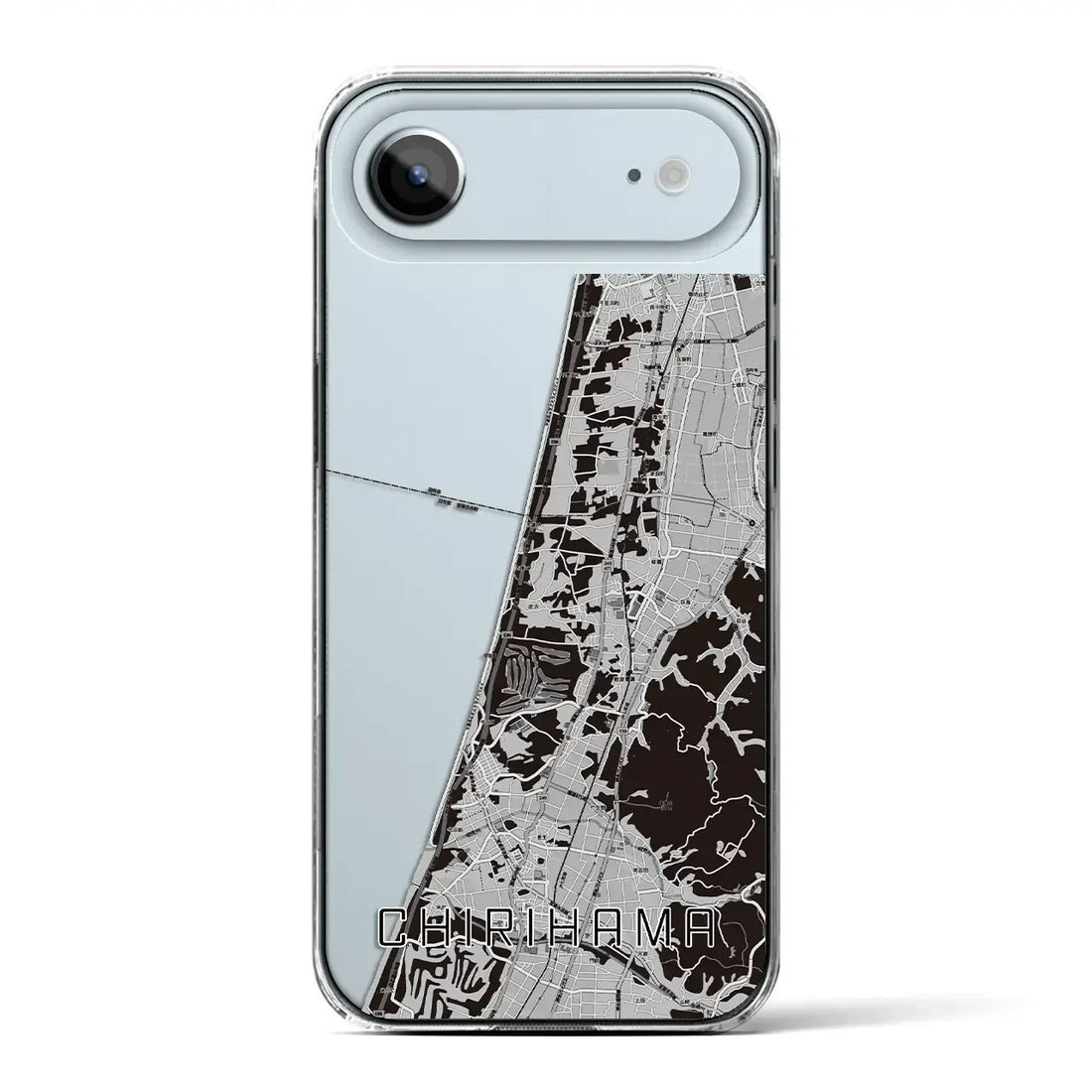 【千里浜（石川県）】地図柄iPhoneケース（クリアタイプ）モノトーン・iPhone 17 Pro Max 用