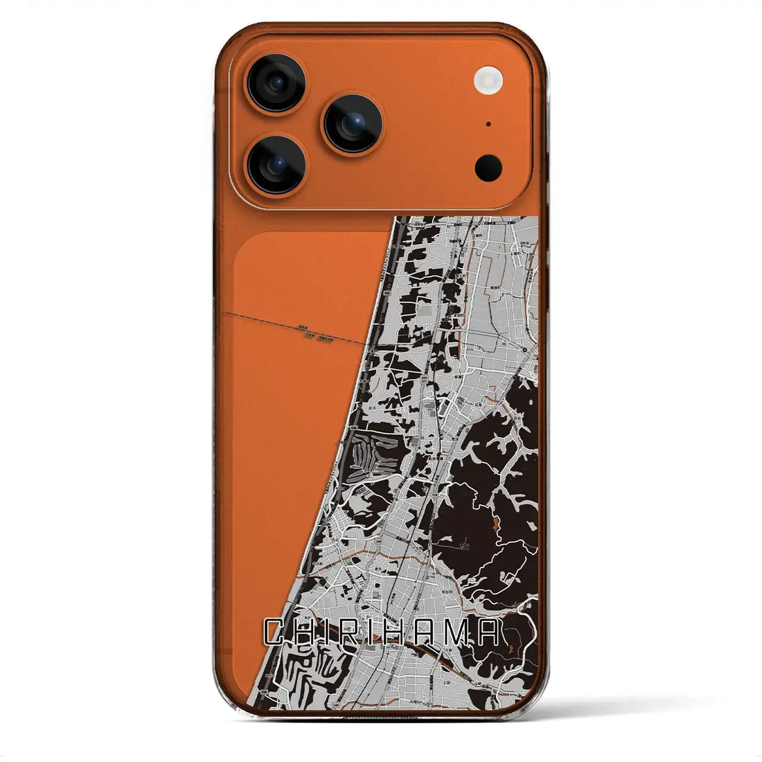 【千里浜(石川県)】地図柄iPhoneケース(クリアタイプ)モノトーン・iPhone 17 Pro Max 用