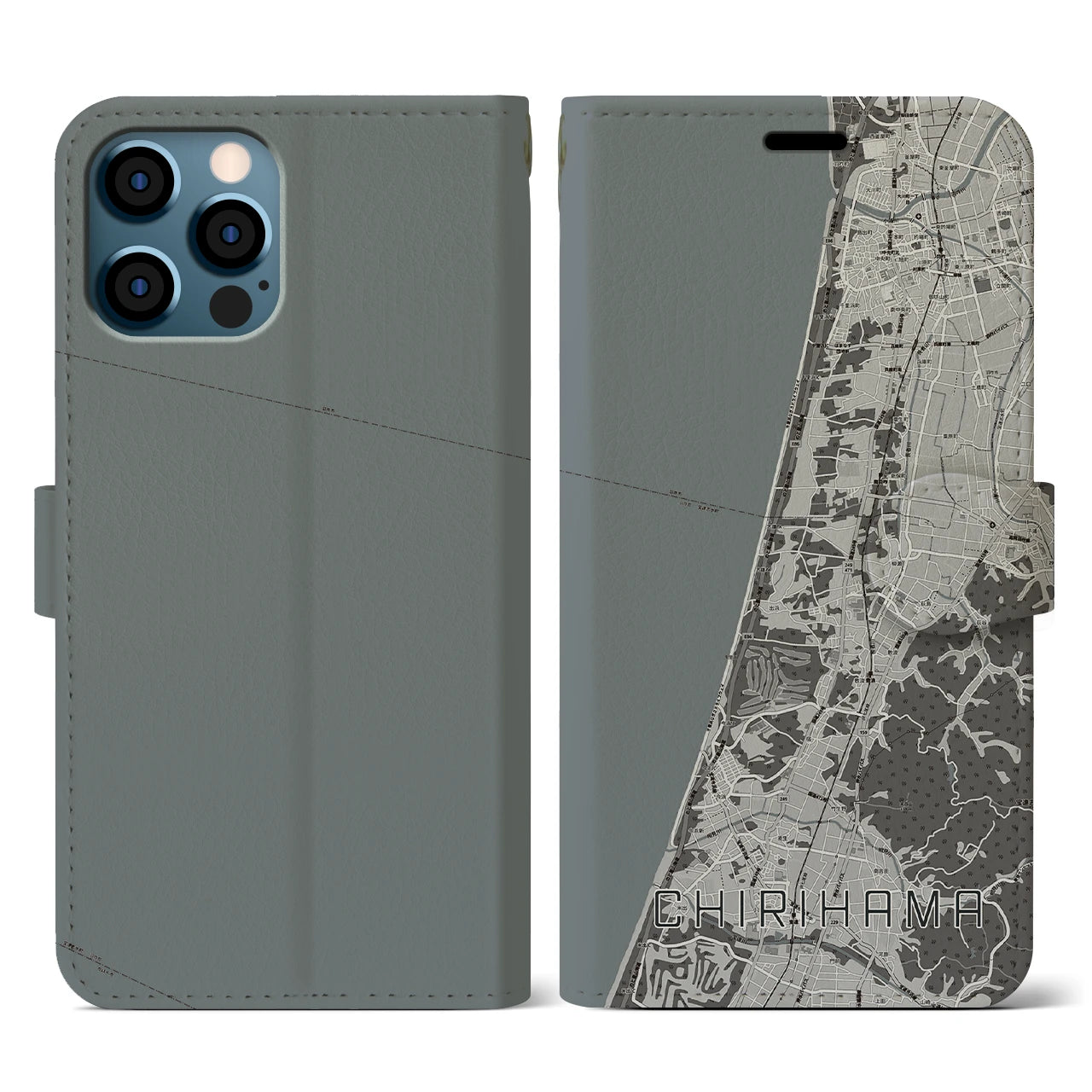 【千里浜（石川県）】地図柄iPhoneケース（手帳タイプ）