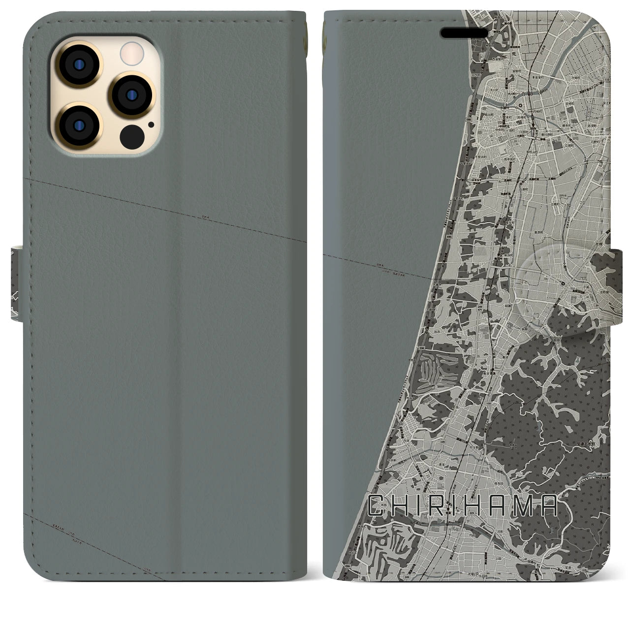 【千里浜（石川県）】地図柄iPhoneケース（手帳タイプ）