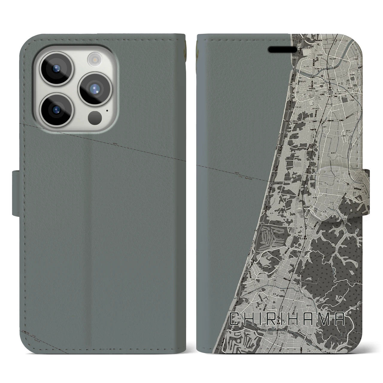 【千里浜（石川県）】地図柄iPhoneケース（手帳タイプ）