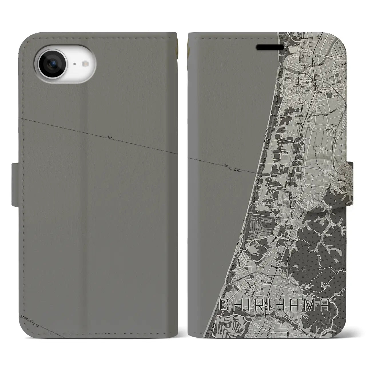 【千里浜（石川県）】地図柄iPhoneケース（手帳タイプ）