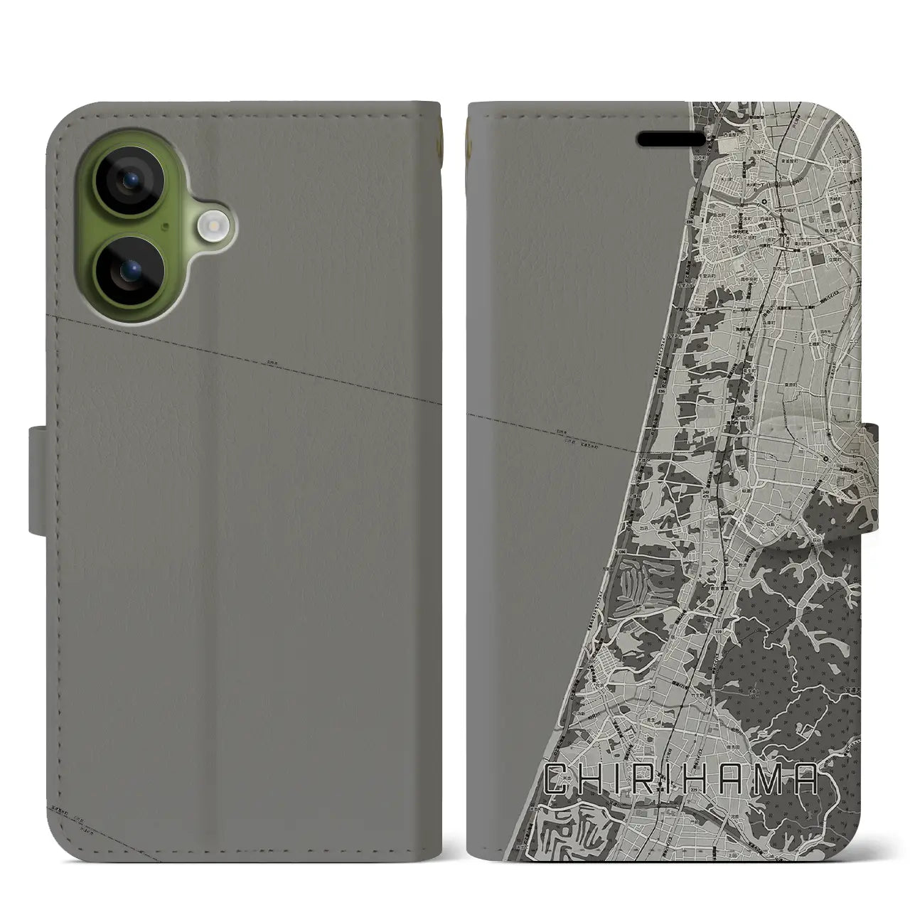 【千里浜（石川県）】地図柄iPhoneケース（手帳タイプ）