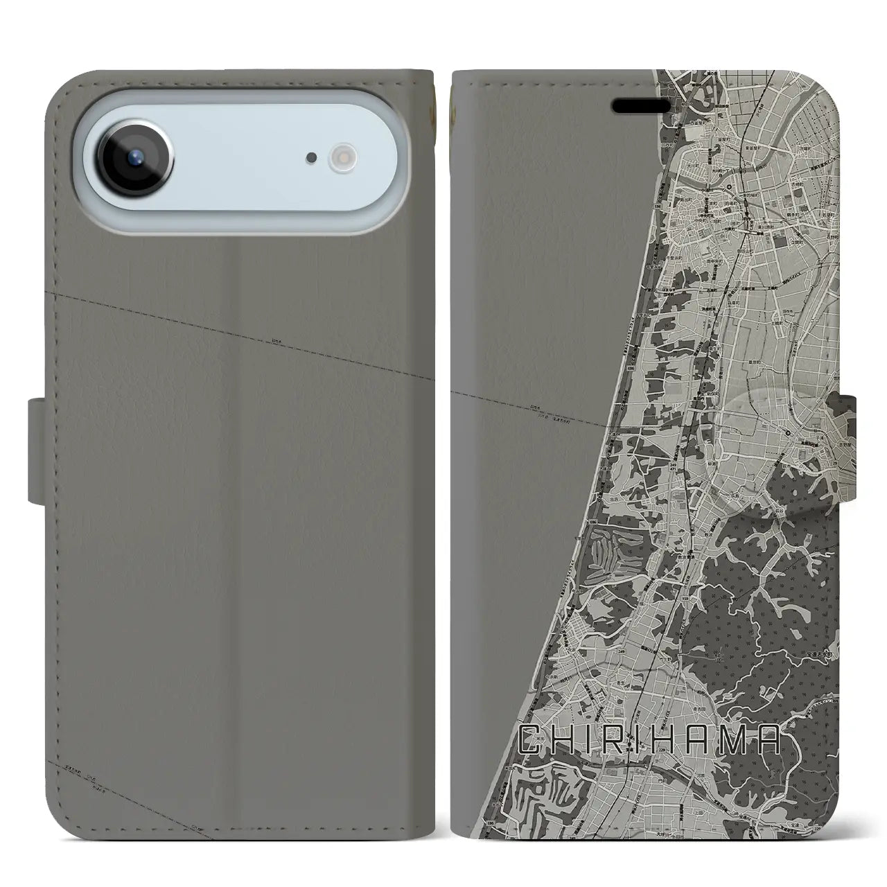 【千里浜（石川県）】地図柄iPhoneケース（手帳タイプ）