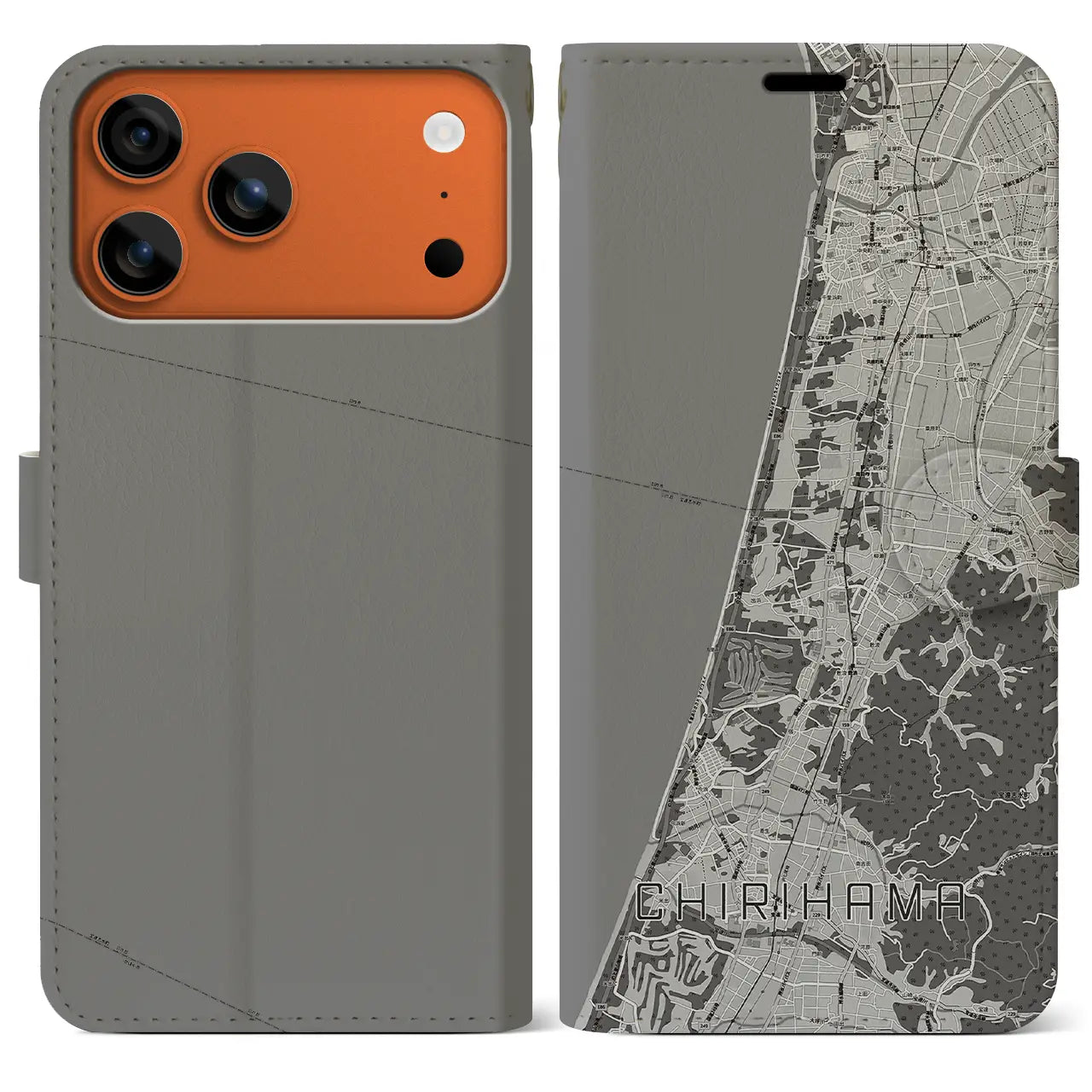 【千里浜（石川県）】地図柄iPhoneケース（手帳タイプ）