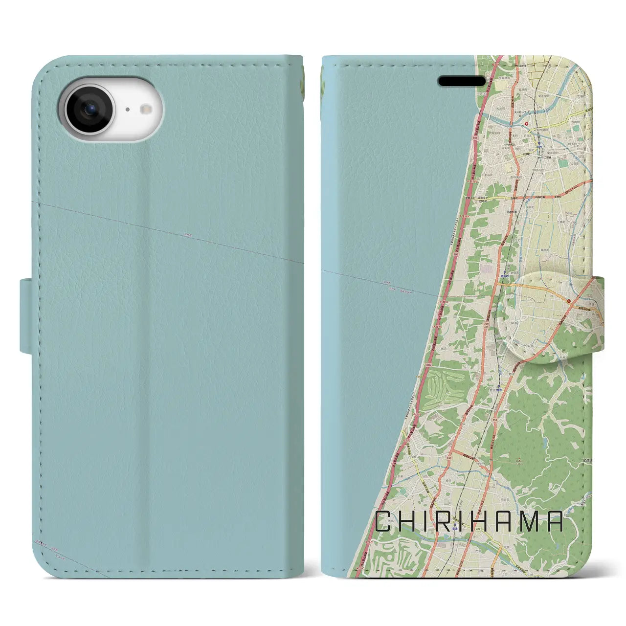 【千里浜（石川県）】地図柄iPhoneケース（手帳タイプ）