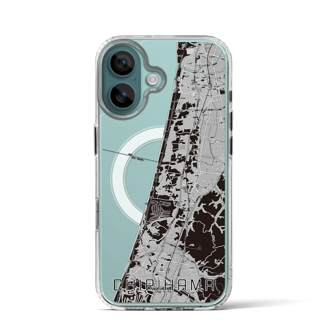 【千里浜（石川県）】地図柄iPhoneケース（MagSafeタイプ）モノトーン・iPhone 16 Pro 用