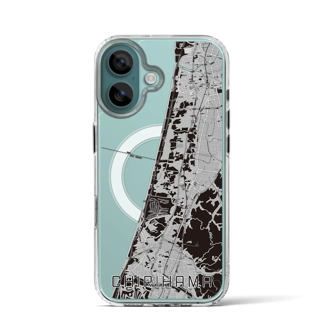 【千里浜（石川県）】地図柄iPhoneケース（MagSafeタイプ）モノトーン・iPhone 16 Pro 用
