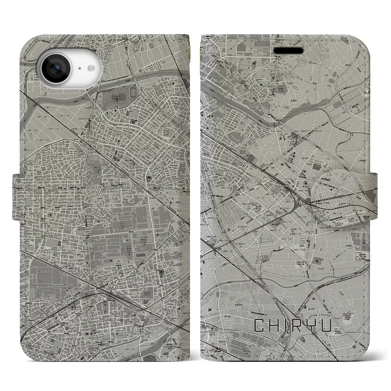 【知立（愛知県）】地図柄iPhoneケース（手帳タイプ）