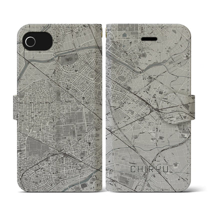 【知立（愛知県）】地図柄iPhoneケース（手帳タイプ）モノトーン・iPhone SE（第3 / 第2世代） / 8 / 7 / 6s / 6 用