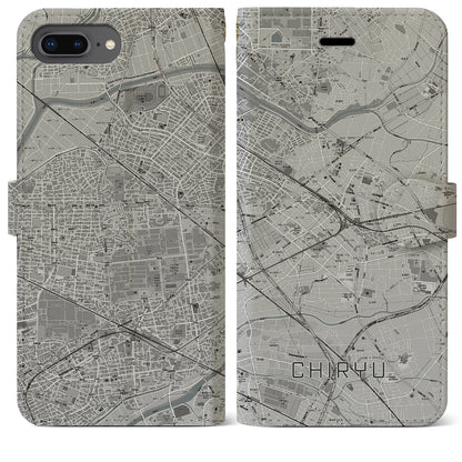 【知立（愛知県）】地図柄iPhoneケース（手帳タイプ）モノトーン・iPhone 8Plus /7Plus / 6sPlus / 6Plus 用