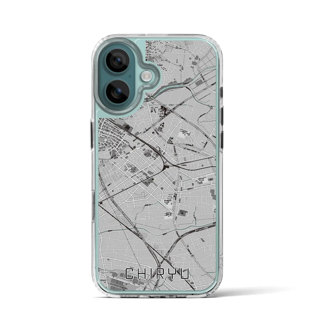 【知立(愛知県)】地図柄iPhoneケース(MagSafeタイプ)モノトーン・iPhone 16 Pro 用