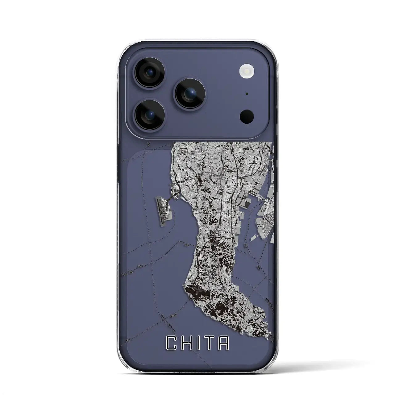 【知多2（愛知県）】地図柄iPhoneケース（クリアタイプ）モノトーン・iPhone 17 Pro Max 用