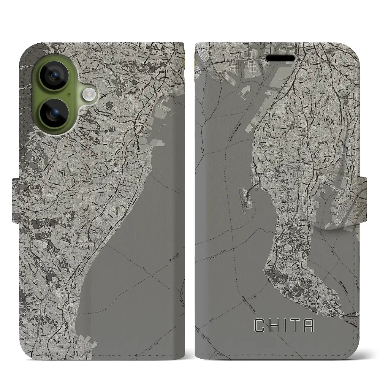 【知多2（愛知県）】地図柄iPhoneケース（手帳タイプ）