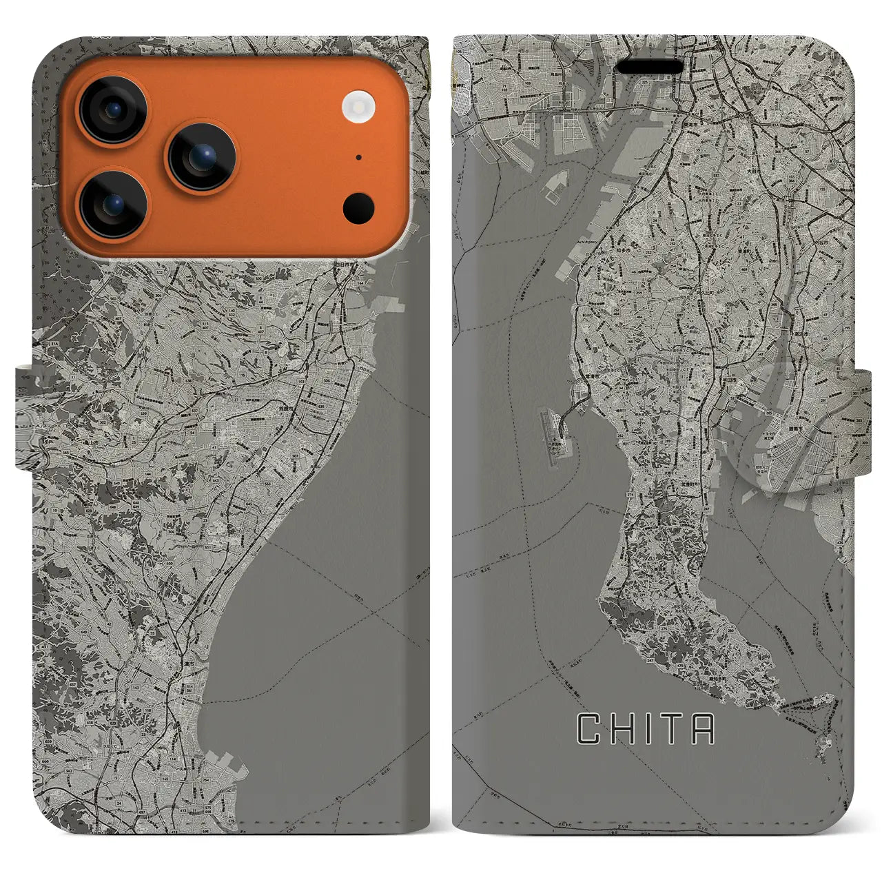 【知多2（愛知県）】地図柄iPhoneケース（手帳タイプ）