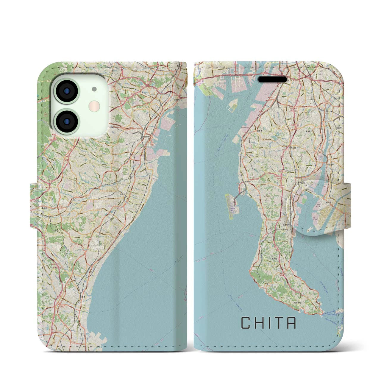 【知多2（愛知県）】地図柄iPhoneケース（手帳タイプ）