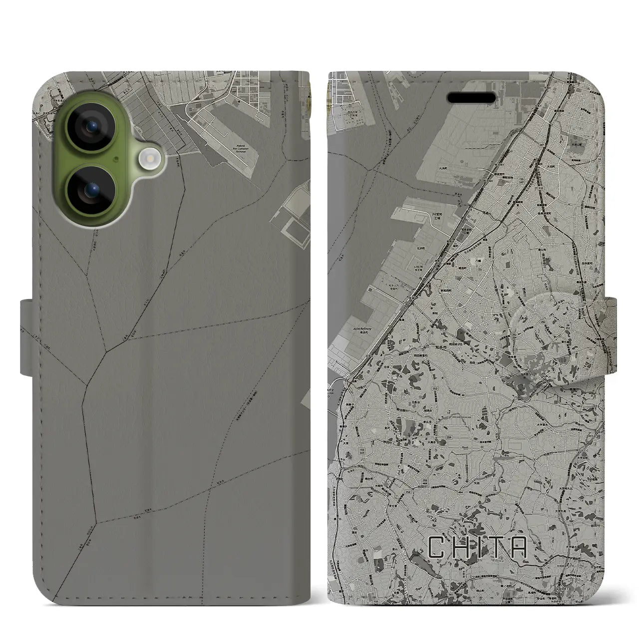 【知多（愛知県）】地図柄iPhoneケース（手帳タイプ）