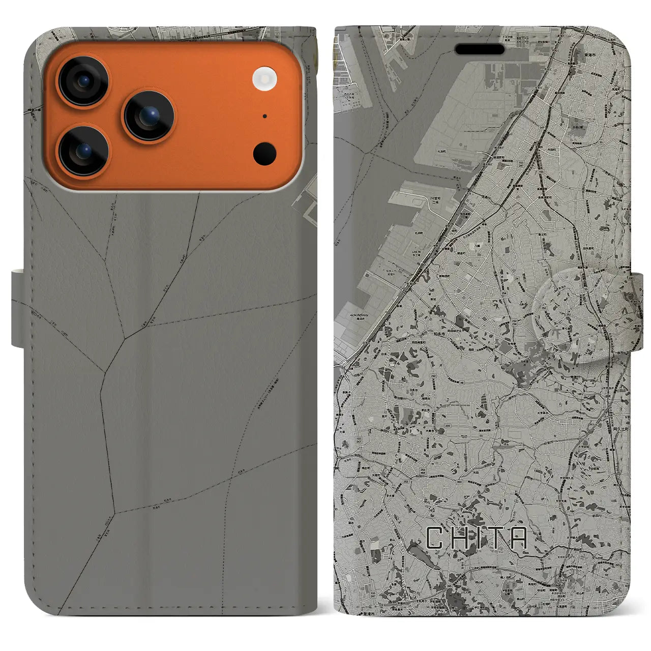 【知多（愛知県）】地図柄iPhoneケース（手帳タイプ）