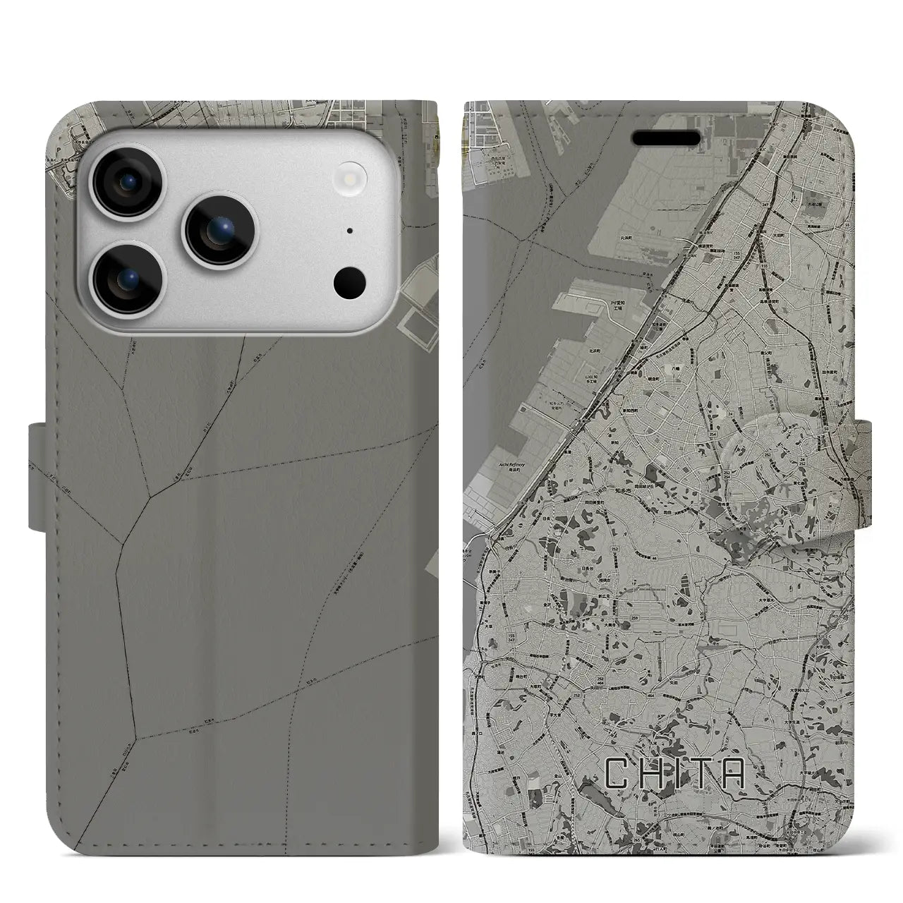 【知多（愛知県）】地図柄iPhoneケース（手帳タイプ）