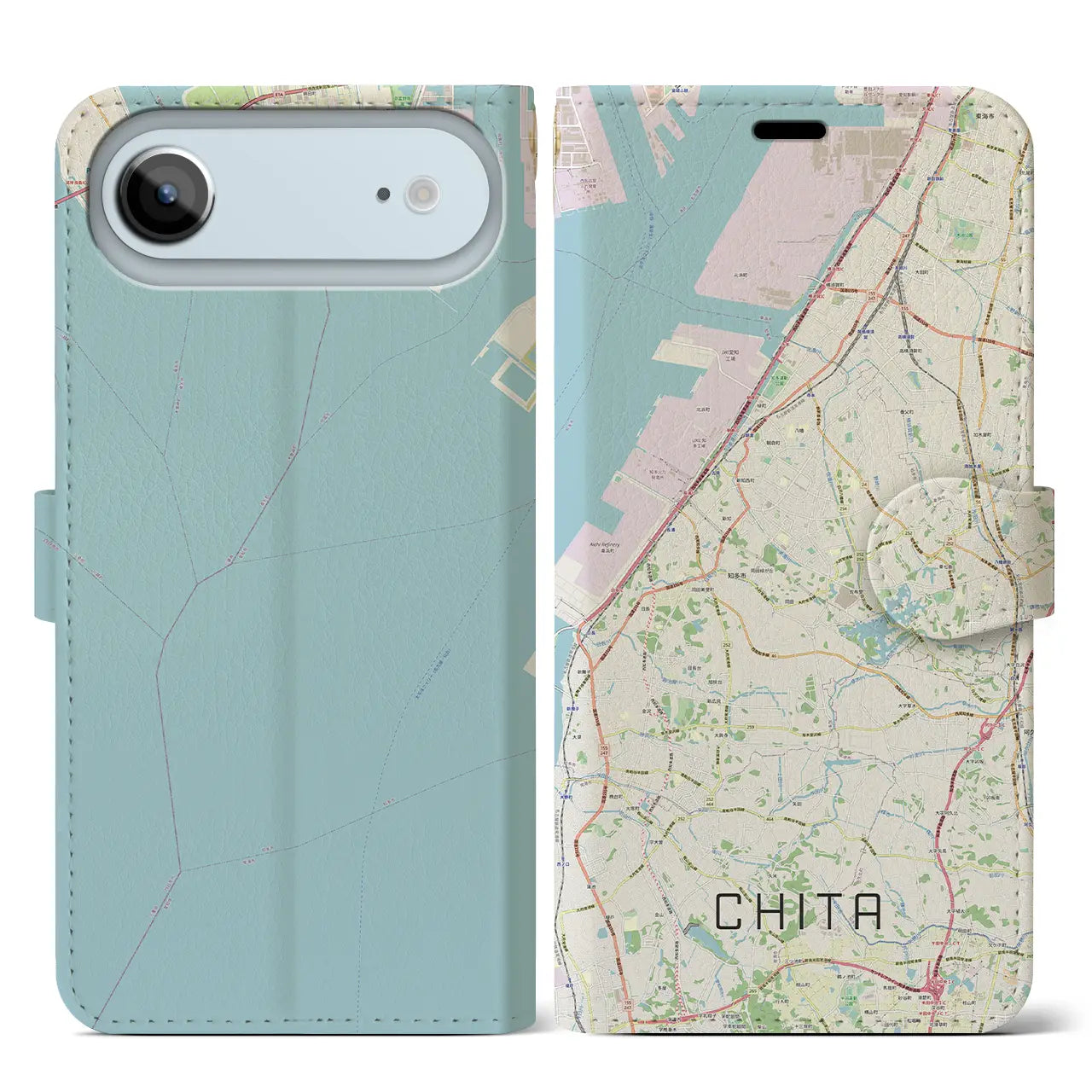 【知多（愛知県）】地図柄iPhoneケース（手帳タイプ）