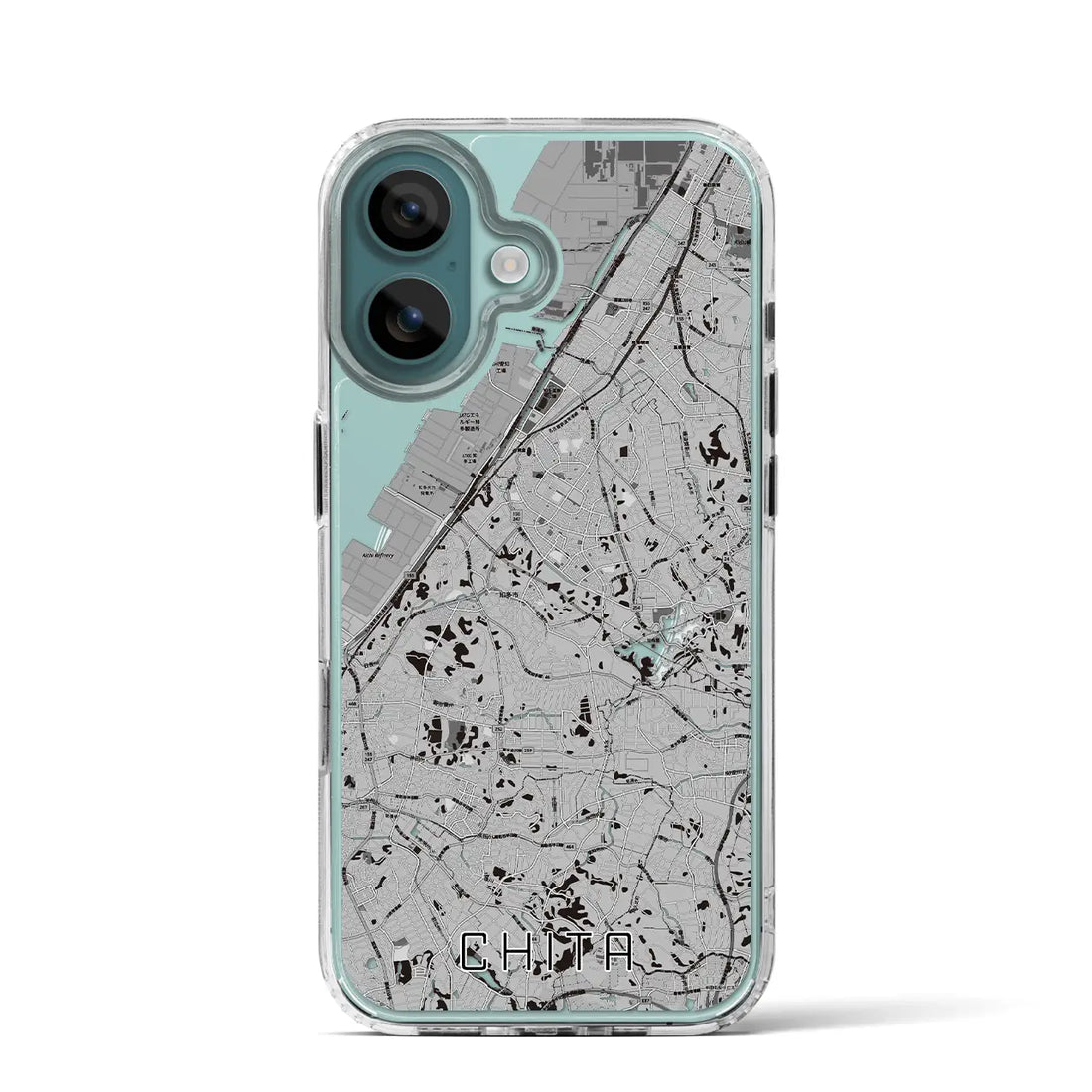 【知多（愛知県）】地図柄iPhoneケース（MagSafeタイプ）モノトーン・iPhone 16 Pro 用