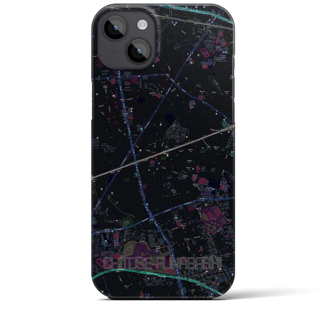 【千歳船橋（東京都）】地図柄iPhoneケース（バックカバータイプ）