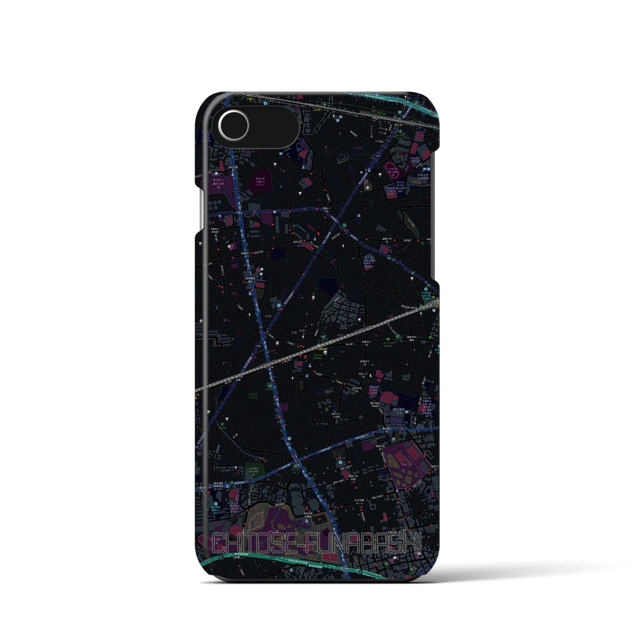 【千歳船橋（東京都）】地図柄iPhoneケース（バックカバータイプ）