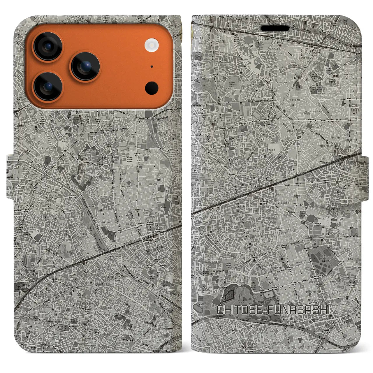 【千歳船橋（東京都）】地図柄iPhoneケース（手帳タイプ）