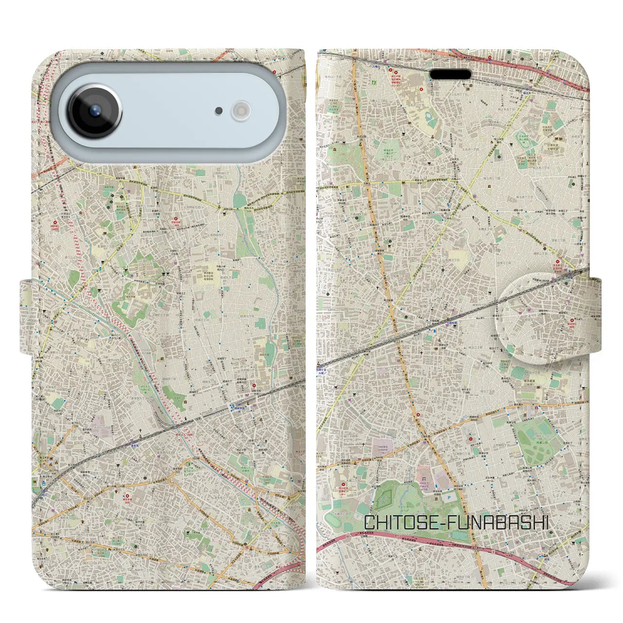 【千歳船橋（東京都）】地図柄iPhoneケース（手帳タイプ）