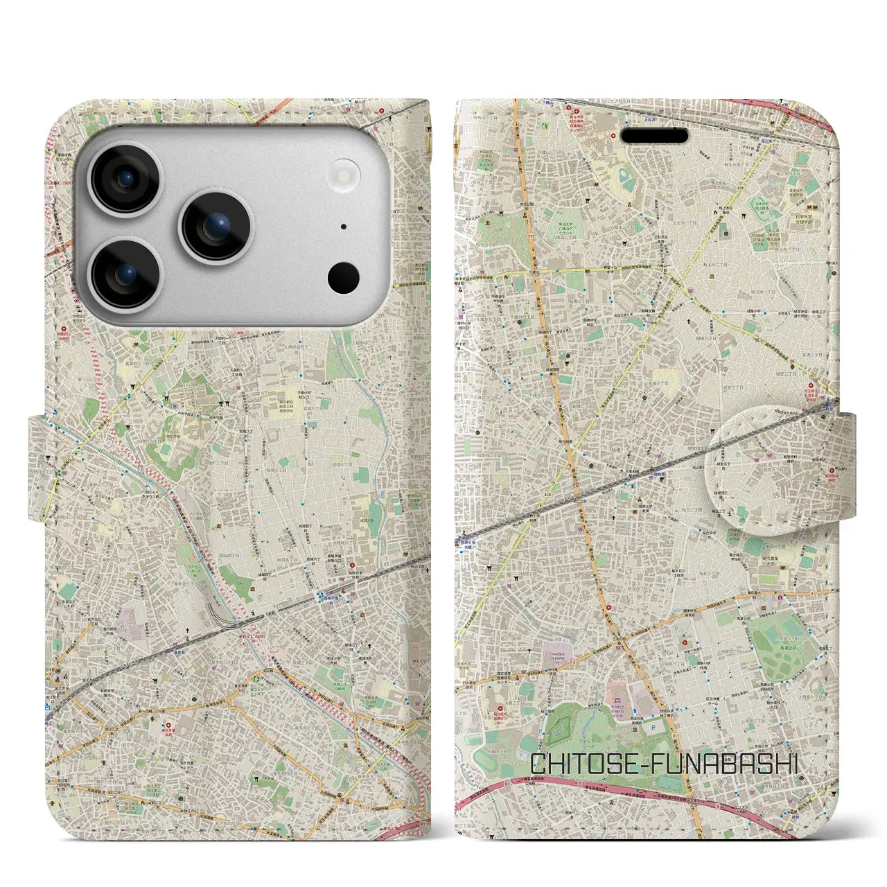 【千歳船橋（東京都）】地図柄iPhoneケース（手帳タイプ）