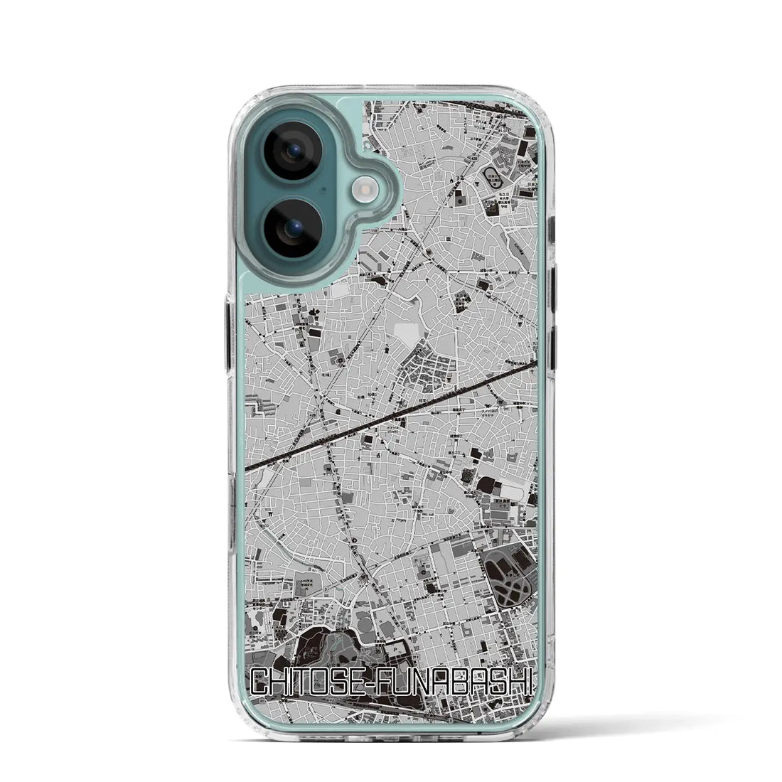 【千歳船橋(東京都)】地図柄iPhoneケース(MagSafeタイプ)モノトーン・iPhone 16 Pro 用