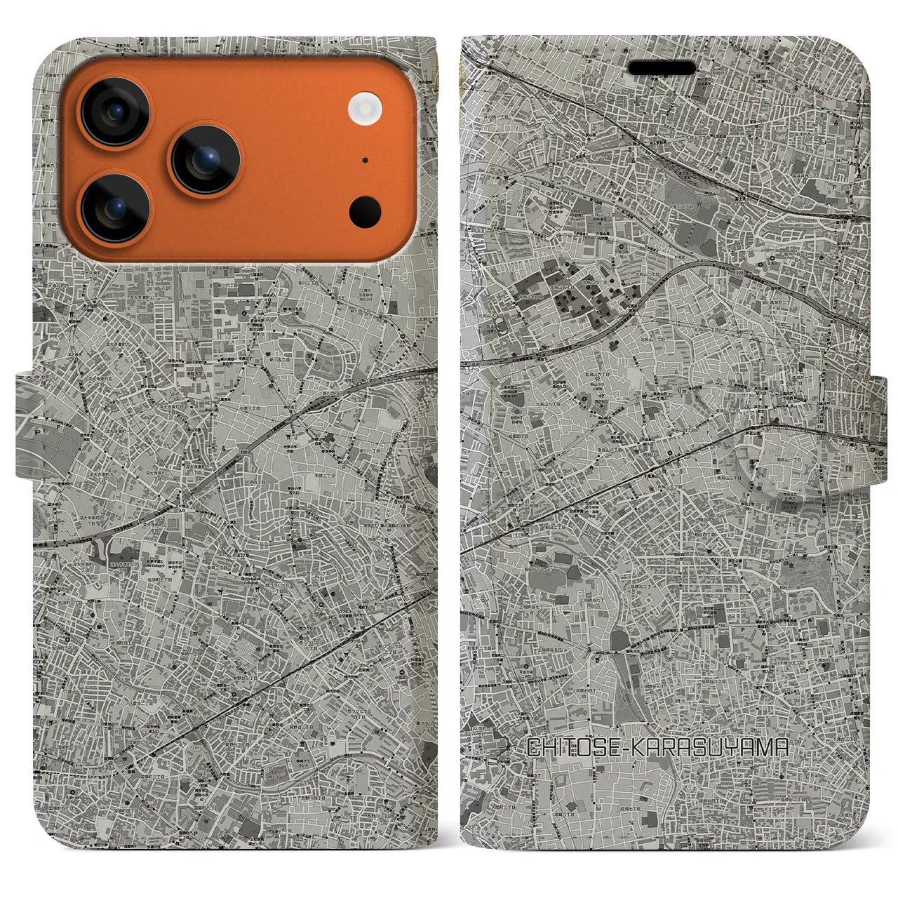 【千歳烏山（東京都）】地図柄iPhoneケース（手帳タイプ）