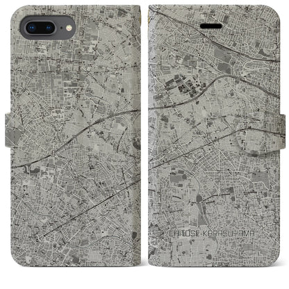 【千歳烏山（東京都）】地図柄iPhoneケース（手帳タイプ）モノトーン・iPhone 8Plus /7Plus / 6sPlus / 6Plus 用