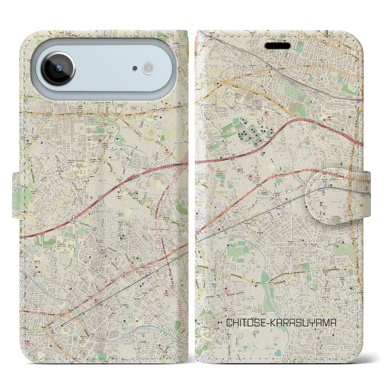 【千歳烏山（東京都）】地図柄iPhoneケース（手帳タイプ）