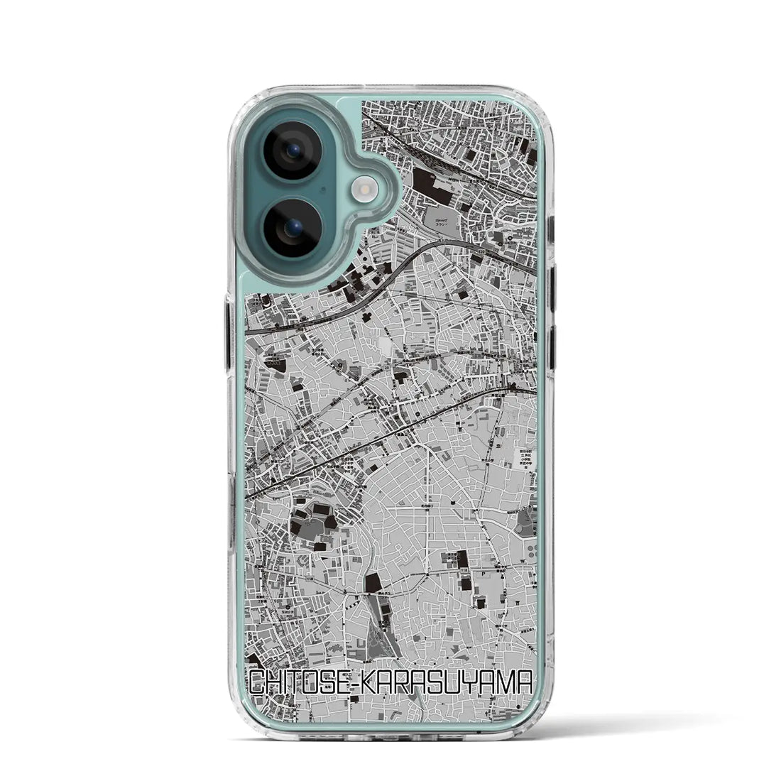 【千歳烏山(東京都)】地図柄iPhoneケース(MagSafeタイプ)モノトーン・iPhone 16 Pro 用