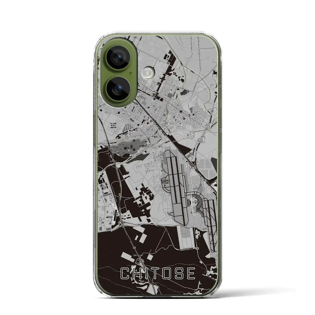 【千歳(北海道)】地図柄iPhoneケース(クリアタイプ)モノトーン・iPhone 17 Pro Max 用