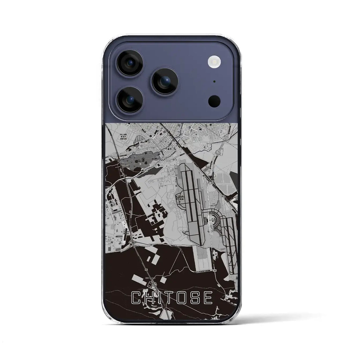 【千歳(北海道)】地図柄iPhoneケース(クリアタイプ)モノトーン・iPhone 17 Pro Max 用