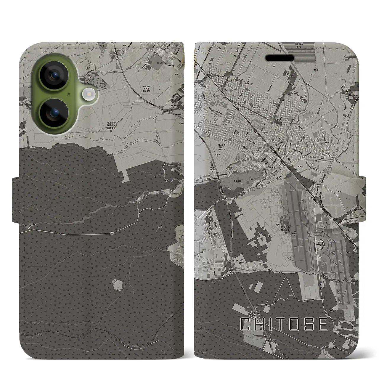 【千歳（北海道）】地図柄iPhoneケース（手帳タイプ）