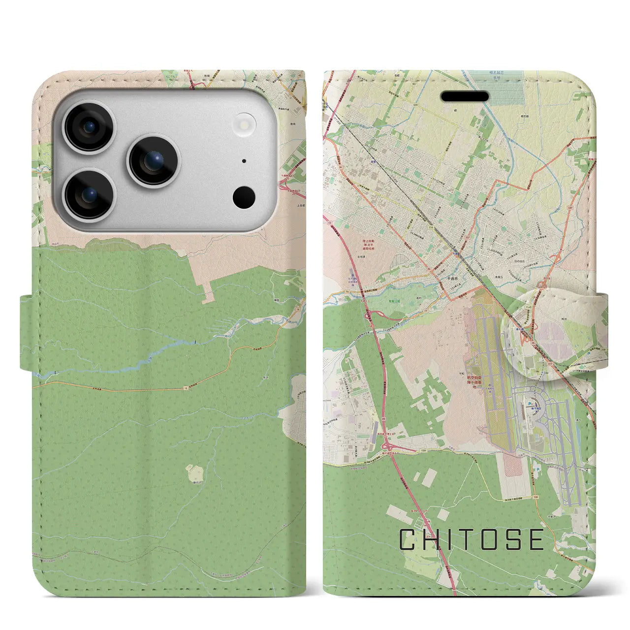 【千歳（北海道）】地図柄iPhoneケース（手帳タイプ）