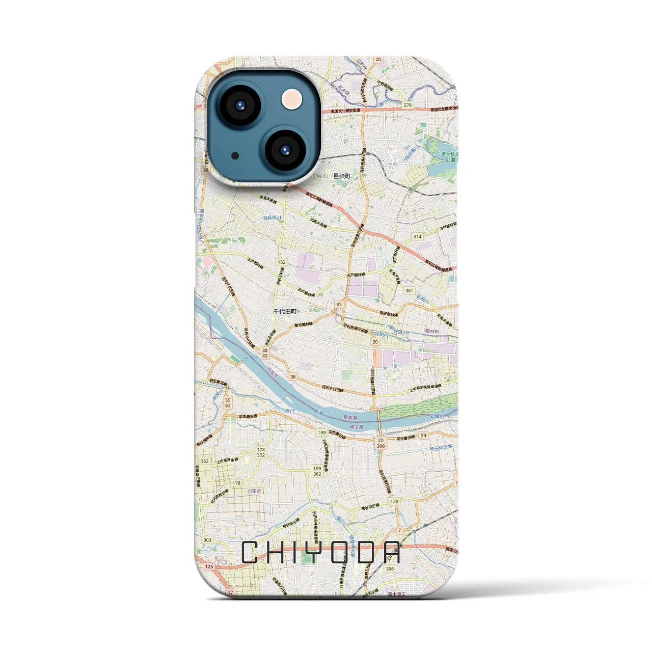 【千代田（群馬県）】地図柄iPhoneケース（バックカバータイプ）